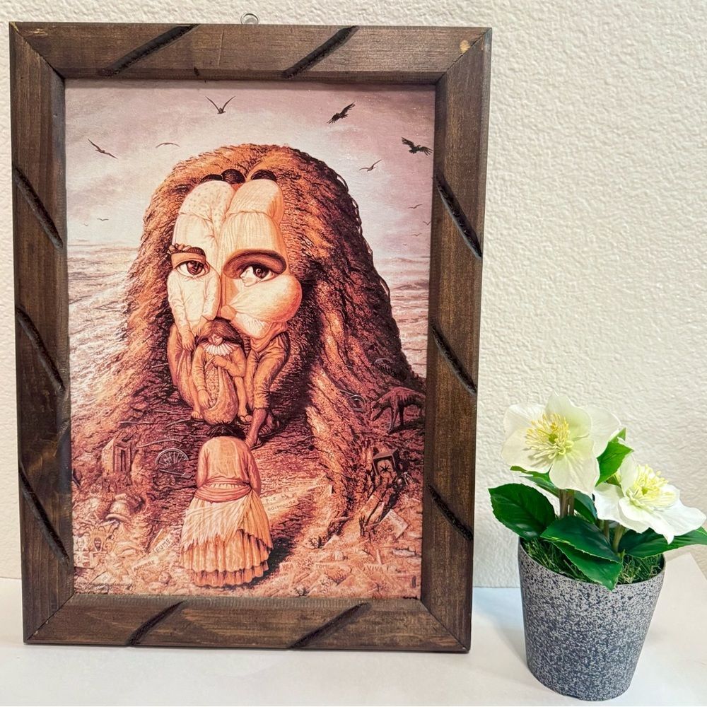 Octavio Ocampo “Patron of the Homeless” Surreal Illusion Art Print Framed 16x13